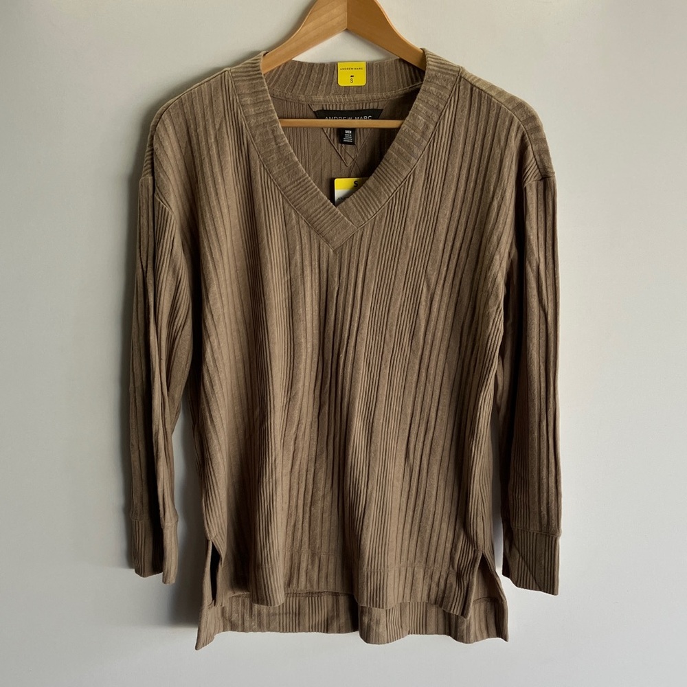 Andrew Marc Men's V-Neck Sweater - Tan